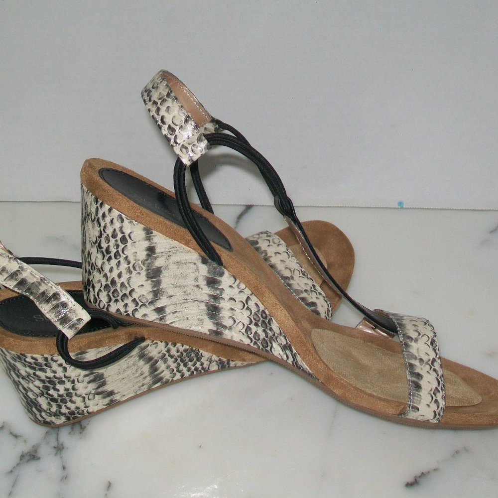 Style&co. T Strap Wedge Sandals Snake Print 9